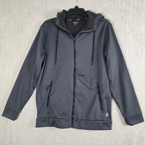 Solaris Gray Full Zip Hoodie Men’s M Lightweight Softshell Jacket with Pockets - Picture 2 of 9